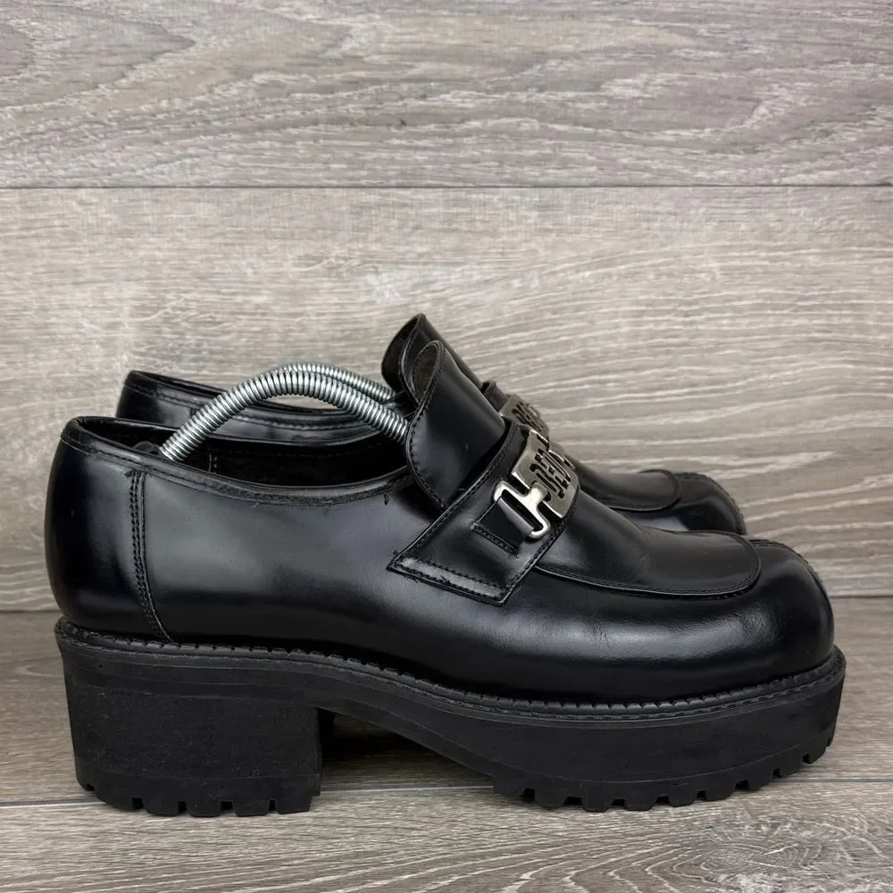 Bed Stu Black Patent Leather Women’s Sz 12 Chunky Y2K Grunge Oxford Loafers